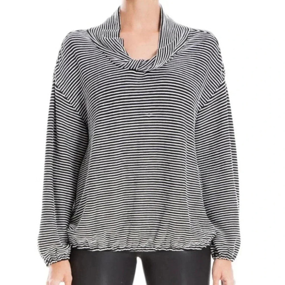 Max Studio Striped Twisted Cowl  Neck Long Sleeve Top - Picture 1 of 9